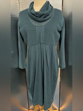 Lavia Long-Sleeve Textured Knit Dress - Dark Teal